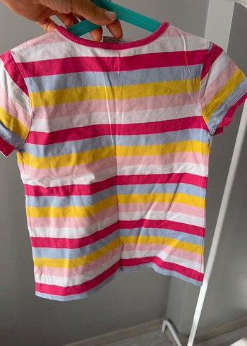 Kız Çocuk Renkli Çizgili Kısa Kollu Tişört - Görsel 5