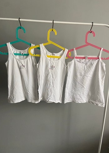 Beyaz Kız Çocuk Atlet 3'lü Set