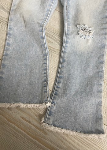 24-36 Ay Beden Düğmeli Mavi Kız Denim Pantolon