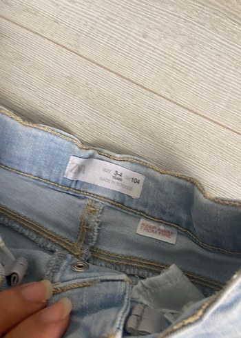 24-36 Ay Beden mavi Renk Düğmeli Mavi Kız Denim Pantolon
