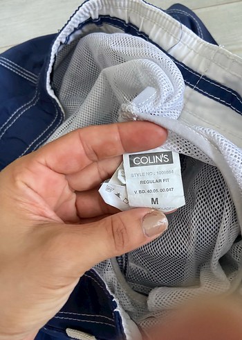 Erkek Mavi Belden Bağlamalı Mini Deniz Şortu - Görsel 5