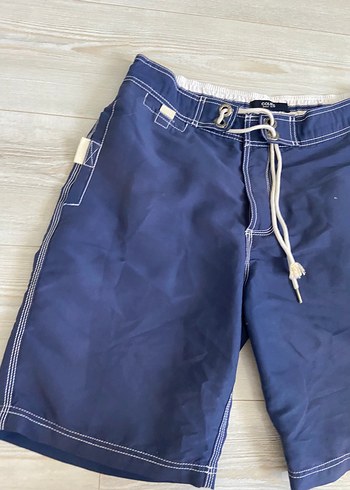 Erkek Mavi Belden Bağlamalı Mini Deniz Şortu - Görsel 3