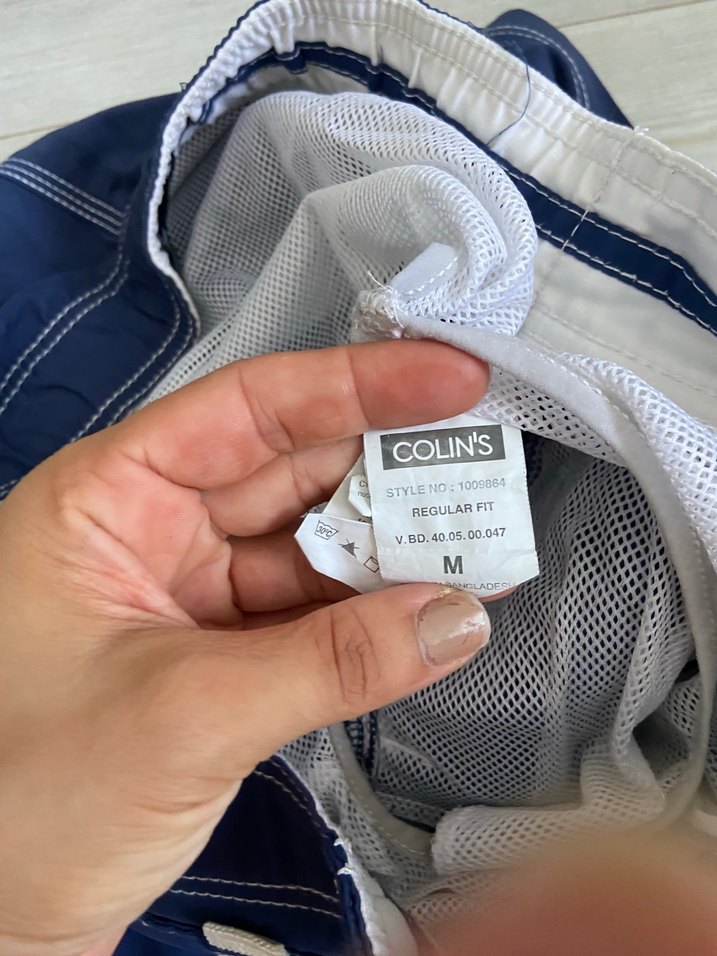 Erkek Mavi Belden Bağlamalı Mini Deniz Şortu - Görsel 5