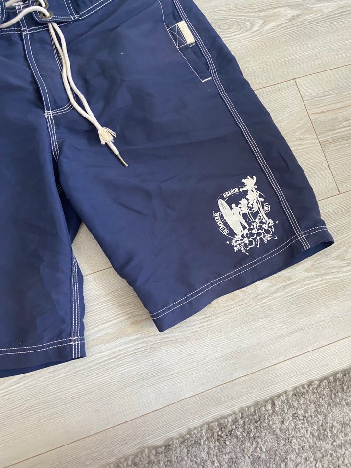 Erkek Mavi Belden Bağlamalı Mini Deniz Şortu - Görsel 2