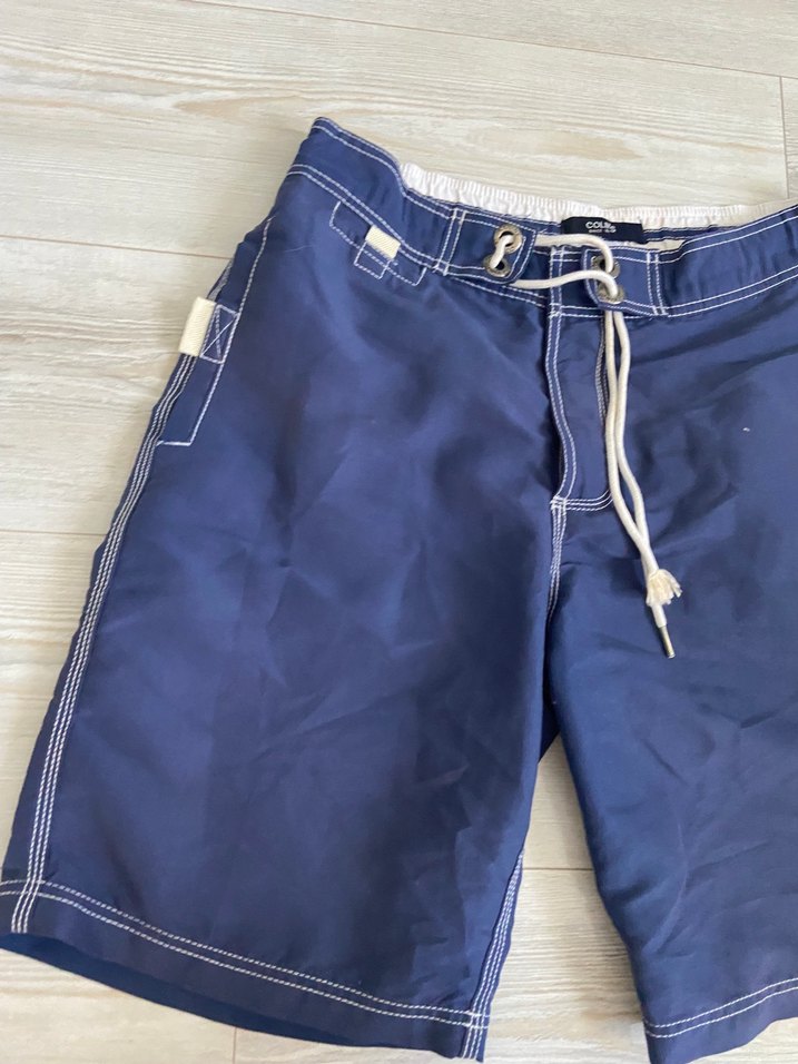 Erkek Mavi Belden Bağlamalı Mini Deniz Şortu - Görsel 3