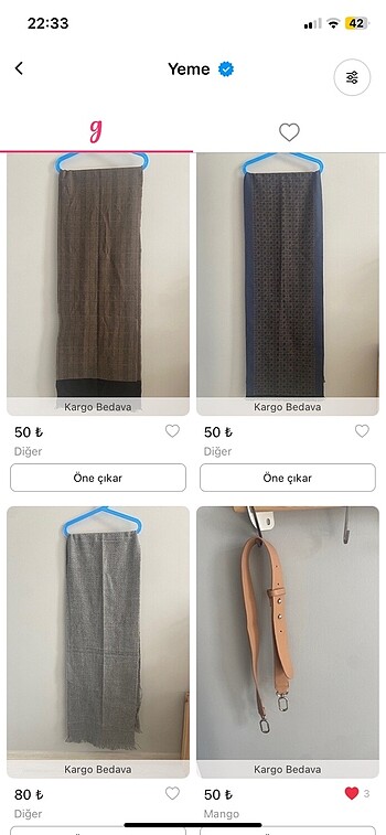 3 adet Erkek atkı / şal