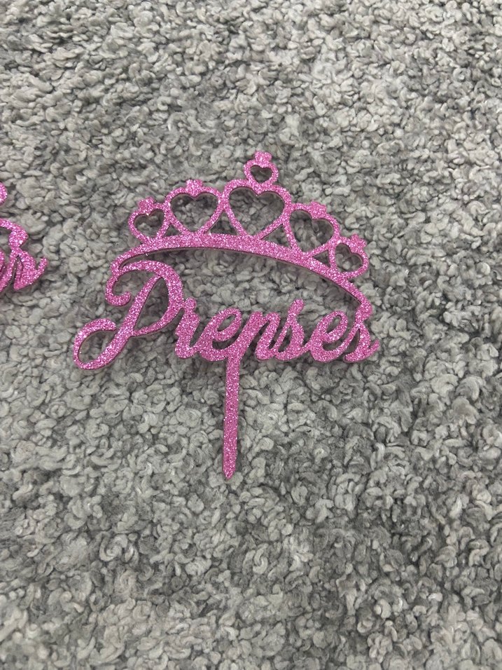 Prenses yazılı pasta süsü - Görsel 2