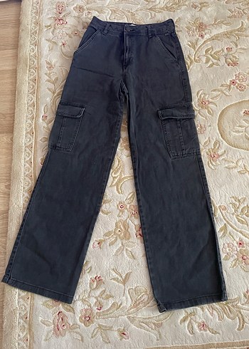 Gri Kadın Bol Kesim Midi Kot Pantolon