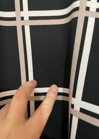 Diğer Kareli Siyah Midi Blazer Kadın