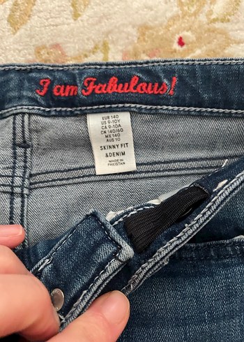 9 Yaş Beden mavi Renk Nakışlı çocuk Mavi Dar Kesim Kot Pantolon