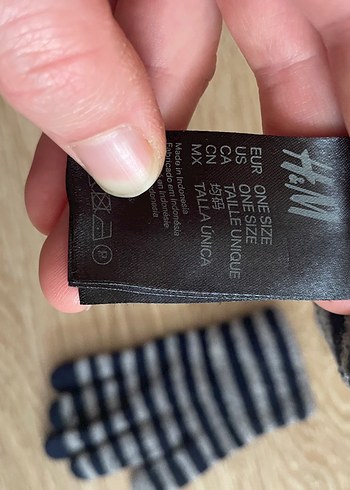 Çizgili Gri çocuk Örgü Eldiven - Görsel 3