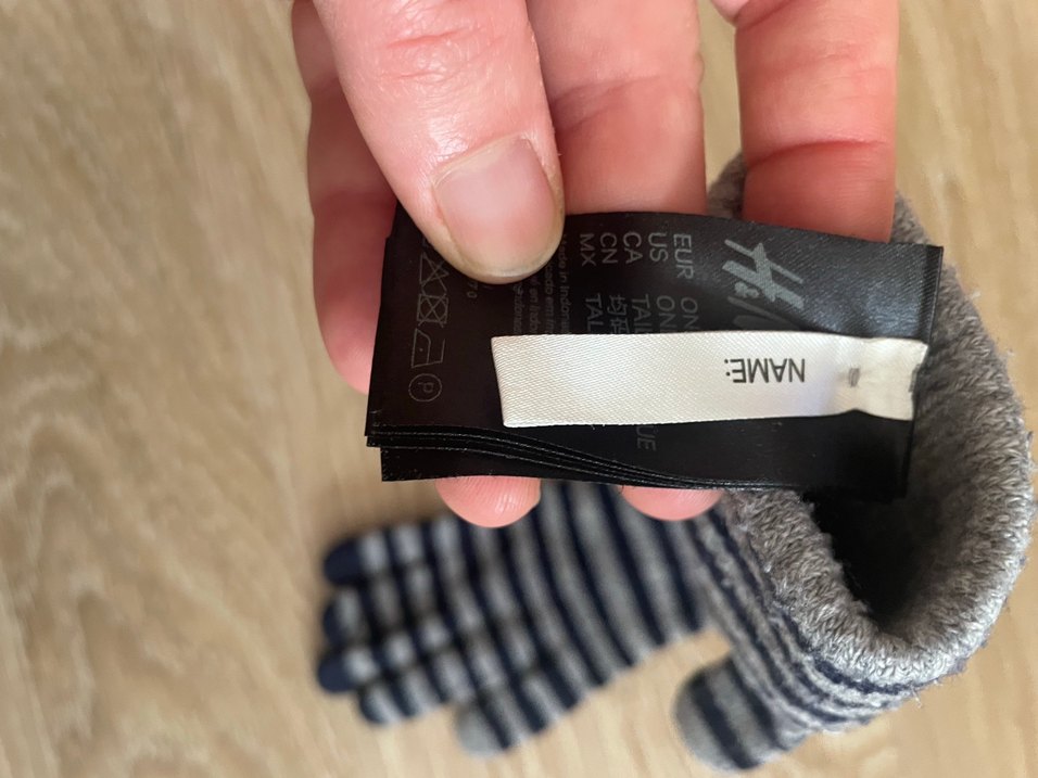 Çizgili Gri çocuk Örgü Eldiven - Görsel 2