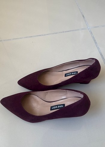 Nine West Bordo Süet Kadın Topuklu topuk 5 cm hiç giyilmedi O ayakkabı