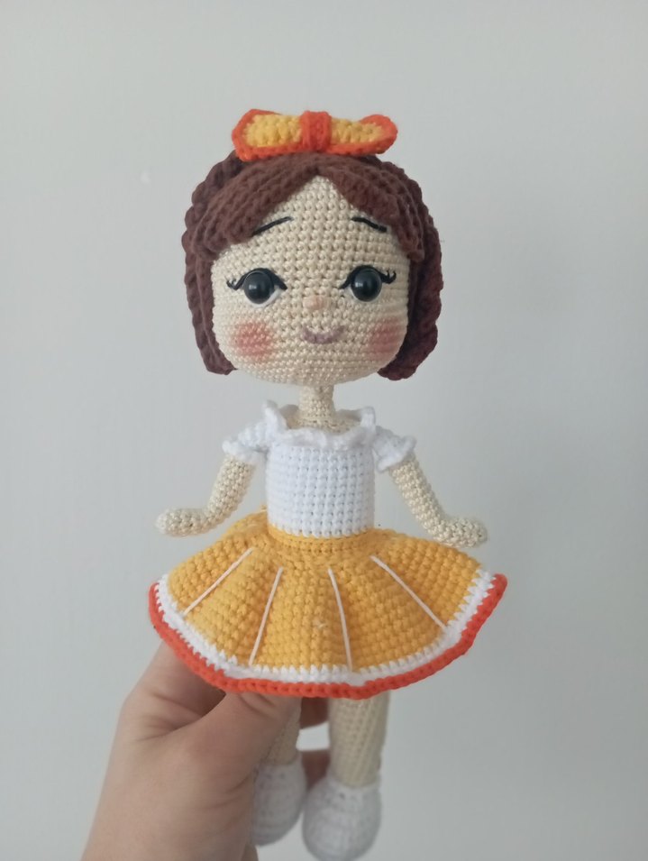 Bej Renk Örgü Bebek Oyuncak - Görsel 5