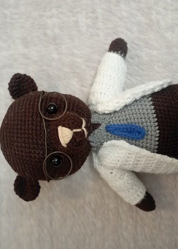 Kahverengi Gri Örgü amigurami Oyuncak - Görsel 5