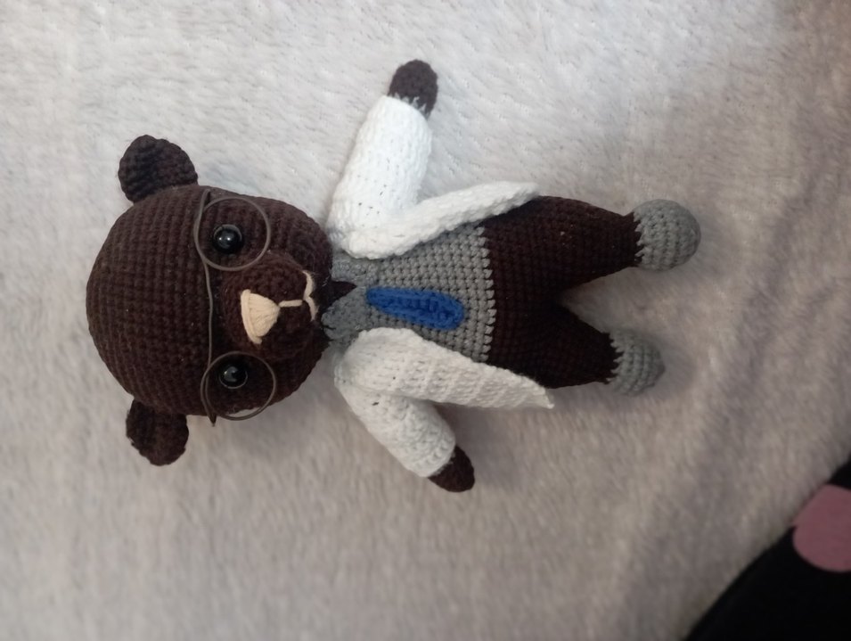 Kahverengi Gri Örgü amigurami Oyuncak - Görsel 2