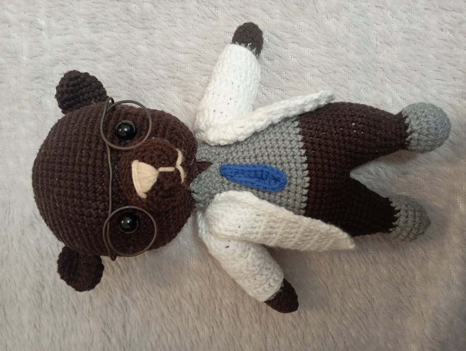 Kahverengi Gri Örgü amigurami Oyuncak - Görsel 3