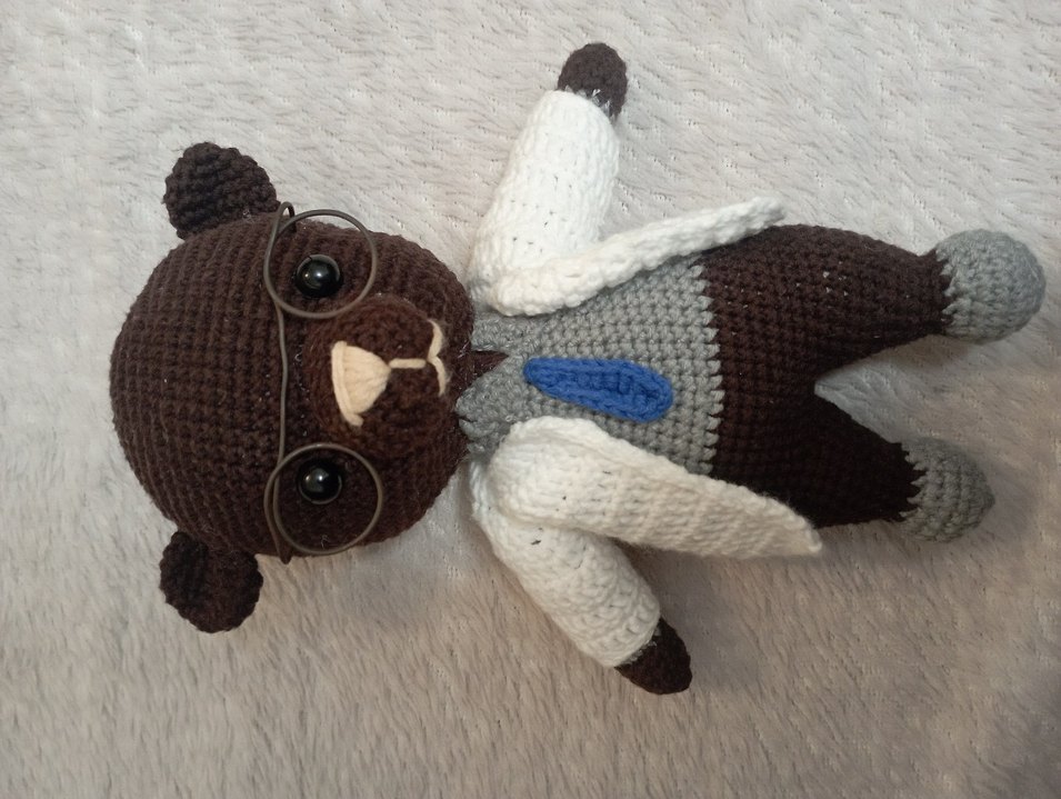 Kahverengi Gri Örgü amigurami Oyuncak - Görsel 4