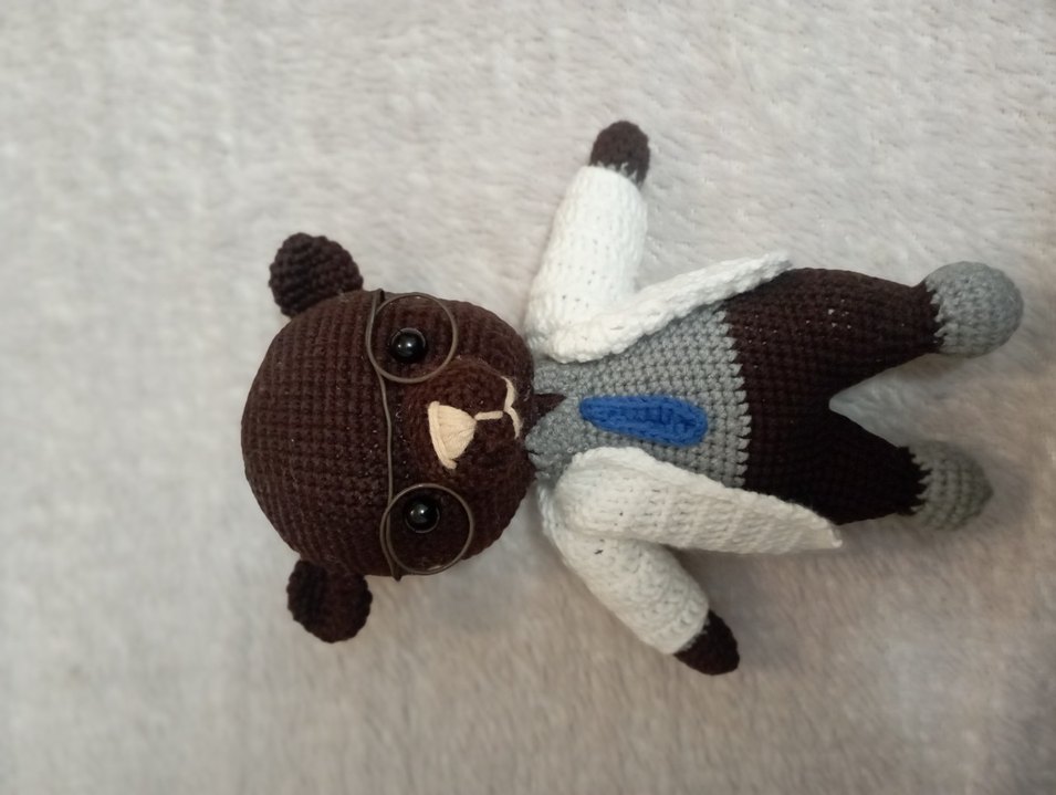 Kahverengi Gri Örgü amigurami Oyuncak - Görsel 5