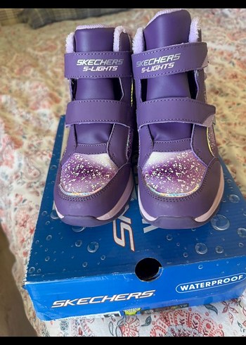 Skechers Mor Baskılı Kız Çocuk Spor Ayakkabı Velcro - Görsel 5