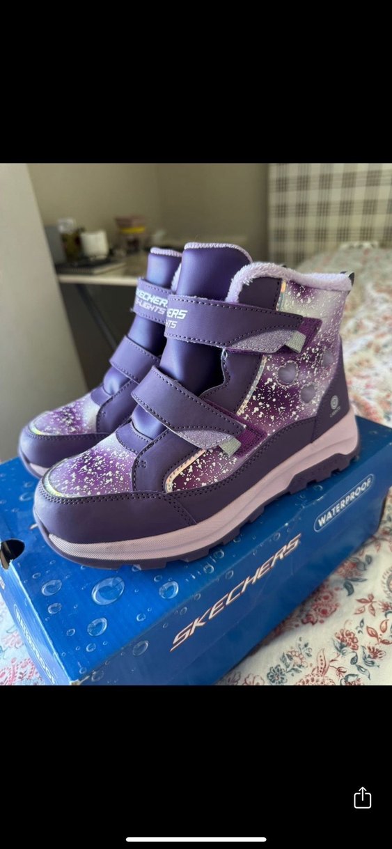 Skechers Mor Baskılı Kız Çocuk Spor Ayakkabı Velcro - Görsel 2