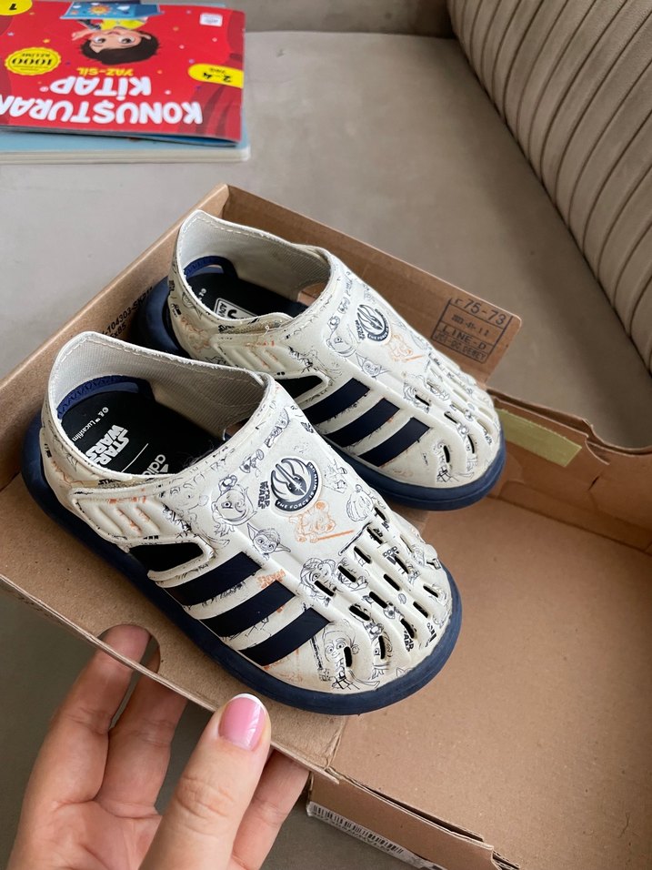 Beyaz Erkek Çocuk Velcro Bantlı Sandalet - Görsel 3