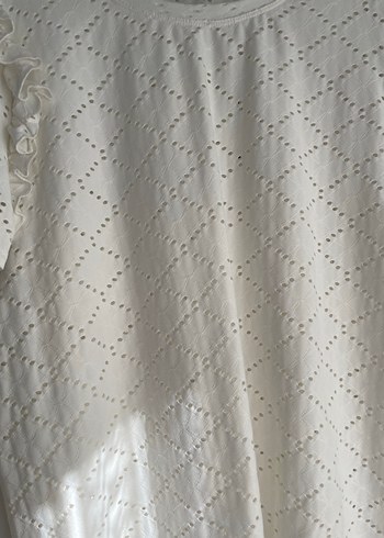 Zara Nakışlı Dantel Detaylı Beyaz Kadın Bluz - Görsel 2