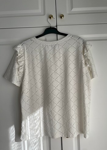 Zara Nakışlı Dantel Detaylı Beyaz Kadın Bluz - Görsel 5
