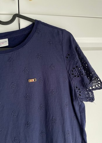 Uspa Lacivert Nakışlı Hamile Kısa Kollu Tişört - Görsel 3