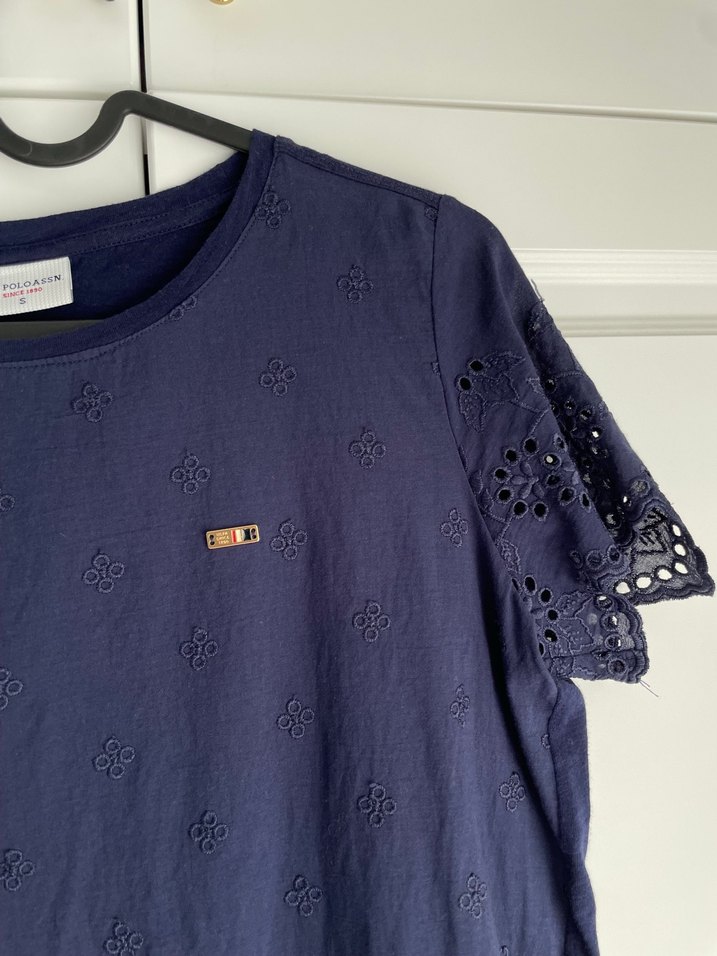 Uspa Lacivert Nakışlı Hamile Kısa Kollu Tişört - Görsel 3