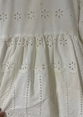 Kız Çocuk Beyaz Dantel Nakışlı Bohem Elbise - Görsel 3