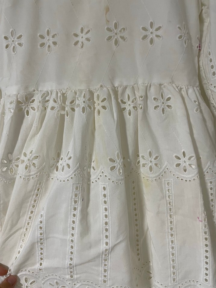 Kız Çocuk Beyaz Dantel Nakışlı Bohem Elbise - Görsel 3