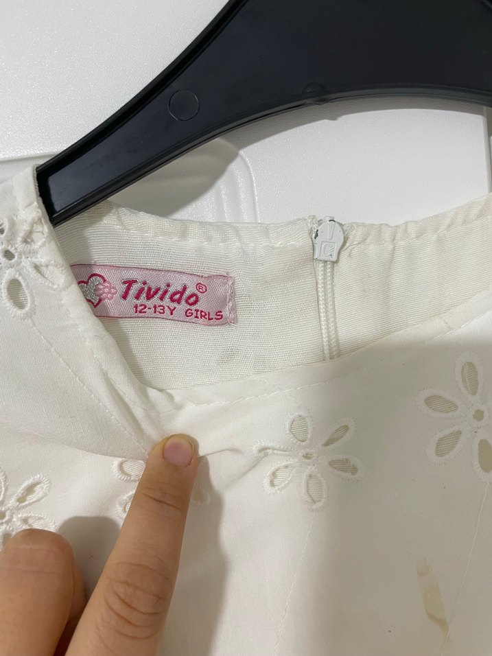 Kız Çocuk Beyaz Dantel Nakışlı Bohem Elbise - Görsel 5