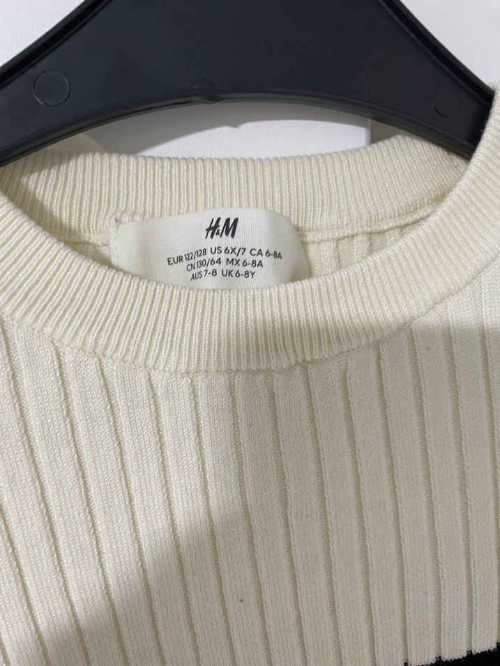 Hm çocuk Çizgili Beyaz Triko Kadın Kazak - Görsel 3