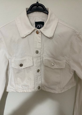 m Beden beyaz Renk ZARA Crop ceket