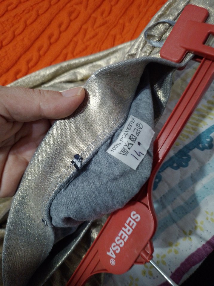 Kadın Altın Renk Pilili Midi Keten Etek - Görsel 4