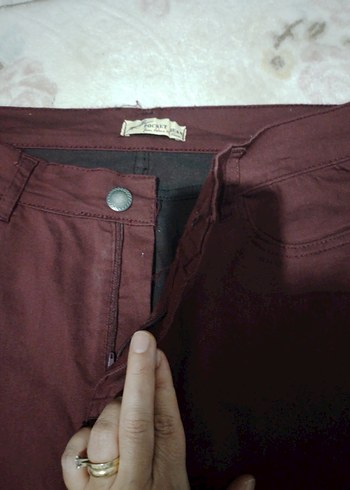 Bordo Rahat Kesim Kadın Kumaş Pantolon - Görsel 9