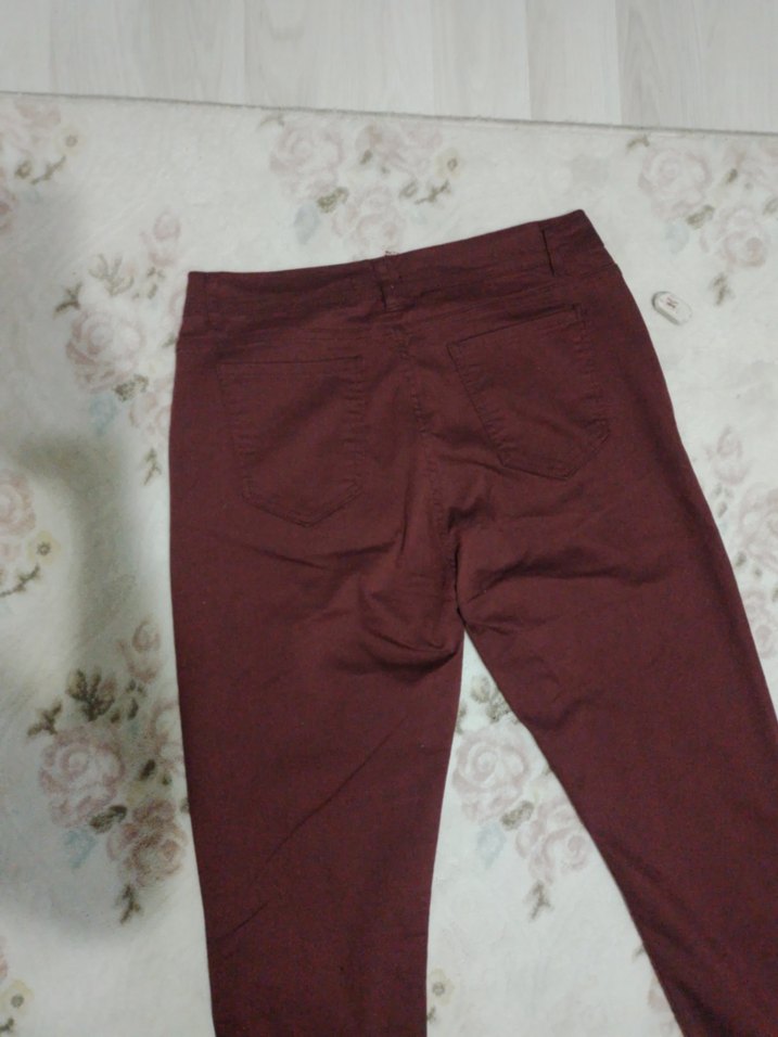 Bordo Rahat Kesim Kadın Kumaş Pantolon - Görsel 5