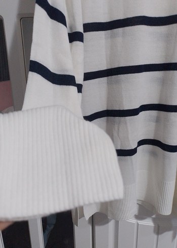 Kadın Beyaz Pamuklu Uzun Kollu Triko Kazak - Görsel 2