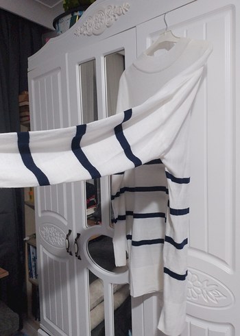 Kadın Beyaz Pamuklu Uzun Kollu Triko Kazak - Görsel 6