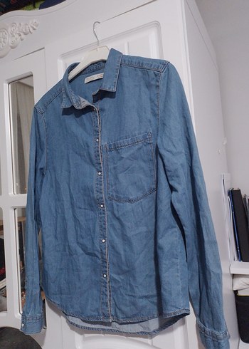 Zara marka kiz cocuk Düğmeli Mavi Gömlek - Görsel 5