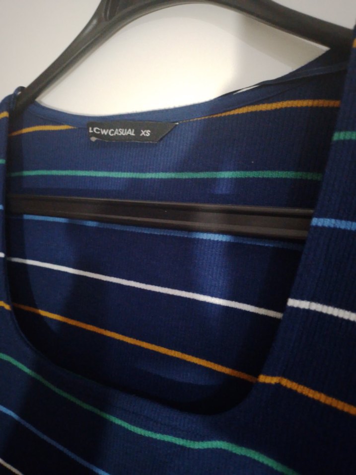 Çizgili Uzun Kollu Kadın Triko Elbise - Görsel 3