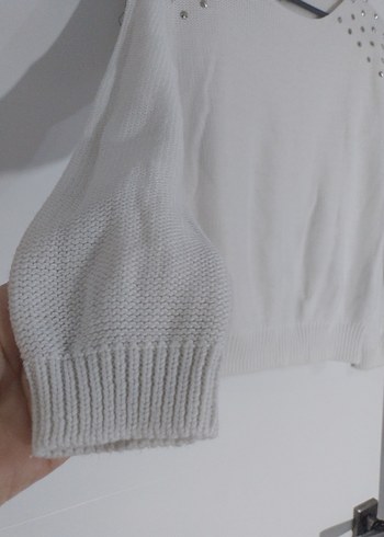 Kadın Beyaz Triko Uzun Kollu Kazak - Görsel 2
