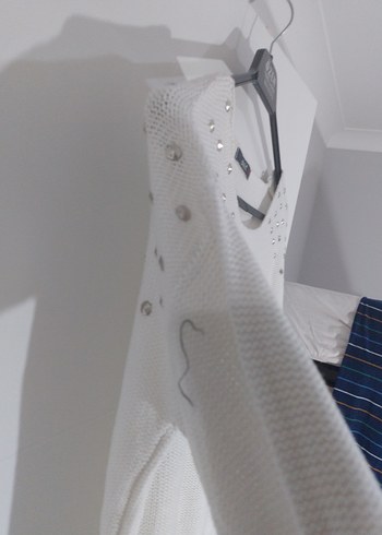 Kadın Beyaz Triko Uzun Kollu Kazak - Görsel 5