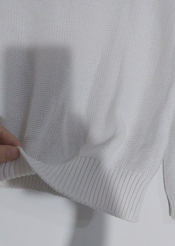 Kadın Beyaz Triko Uzun Kollu Kazak - Görsel 4