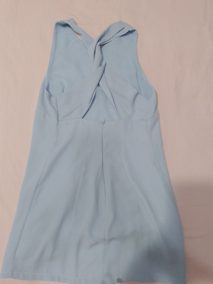 Mavi Yüksek Yakalı Kadın elbise - Görsel 2