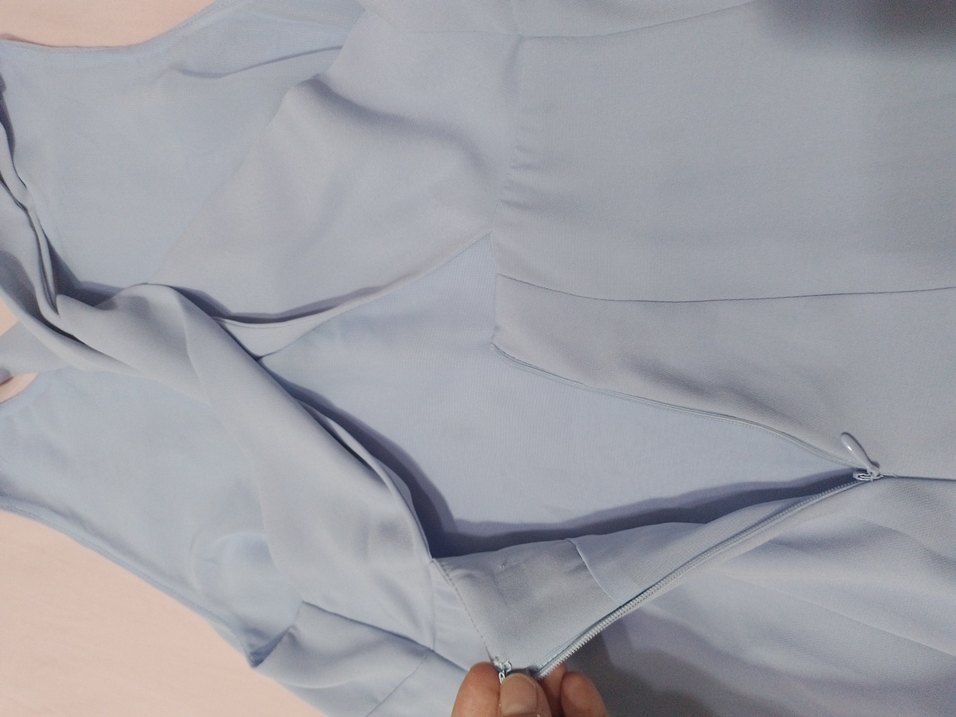 Mavi Yüksek Yakalı Kadın elbise - Görsel 4