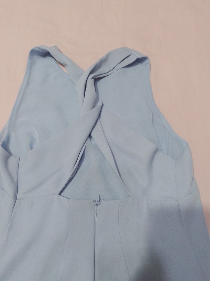 Mavi Yüksek Yakalı Kadın elbise - Görsel 3