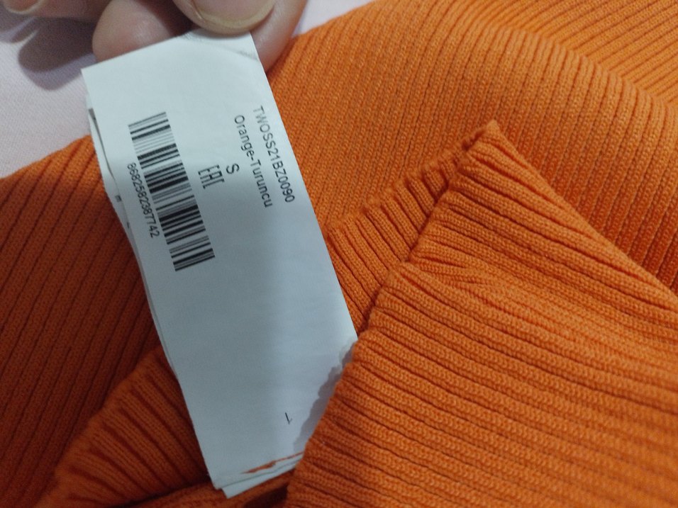 Turuncu Fitilli Örme Kolsuz Atlet - Görsel 2