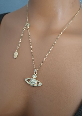 vivienne Westwood Gold satürn kolye - Görsel 3